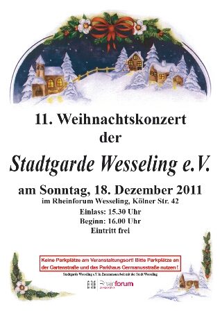 Plakat: Weihnachtskonzerte der Stadtgarde Wesseling