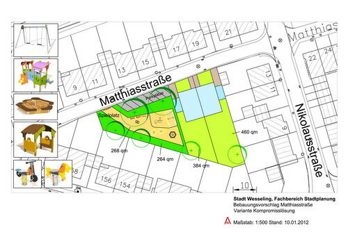 Plan: Kompromissvorschlag zur geplanten Bebauung des Spielplatzes Matthiasstraße