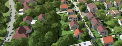 Wohnbaugebiet Eichholz - Modellgrafik Luftbild Wohnsiedlung Eichholz