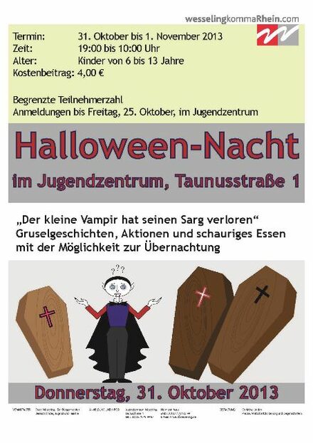 Plakat zur Halloween-Nacht im Jugendzentrum