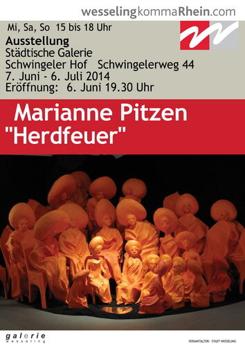 Plakat zur Ausstellung "Herdfeuer" von Marianne Pitzen