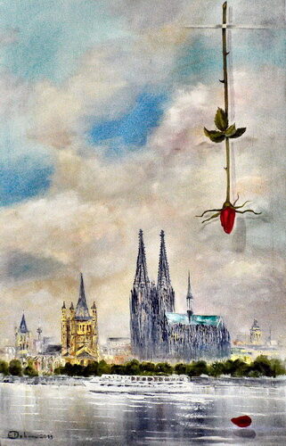 Bild zur Ausstellung "Inspirationen rund um den Dom" der Frechener Künstlerin Edith Dahm