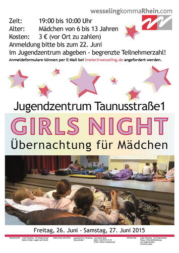 Plakat zur Girls Night im Jugendzentrum