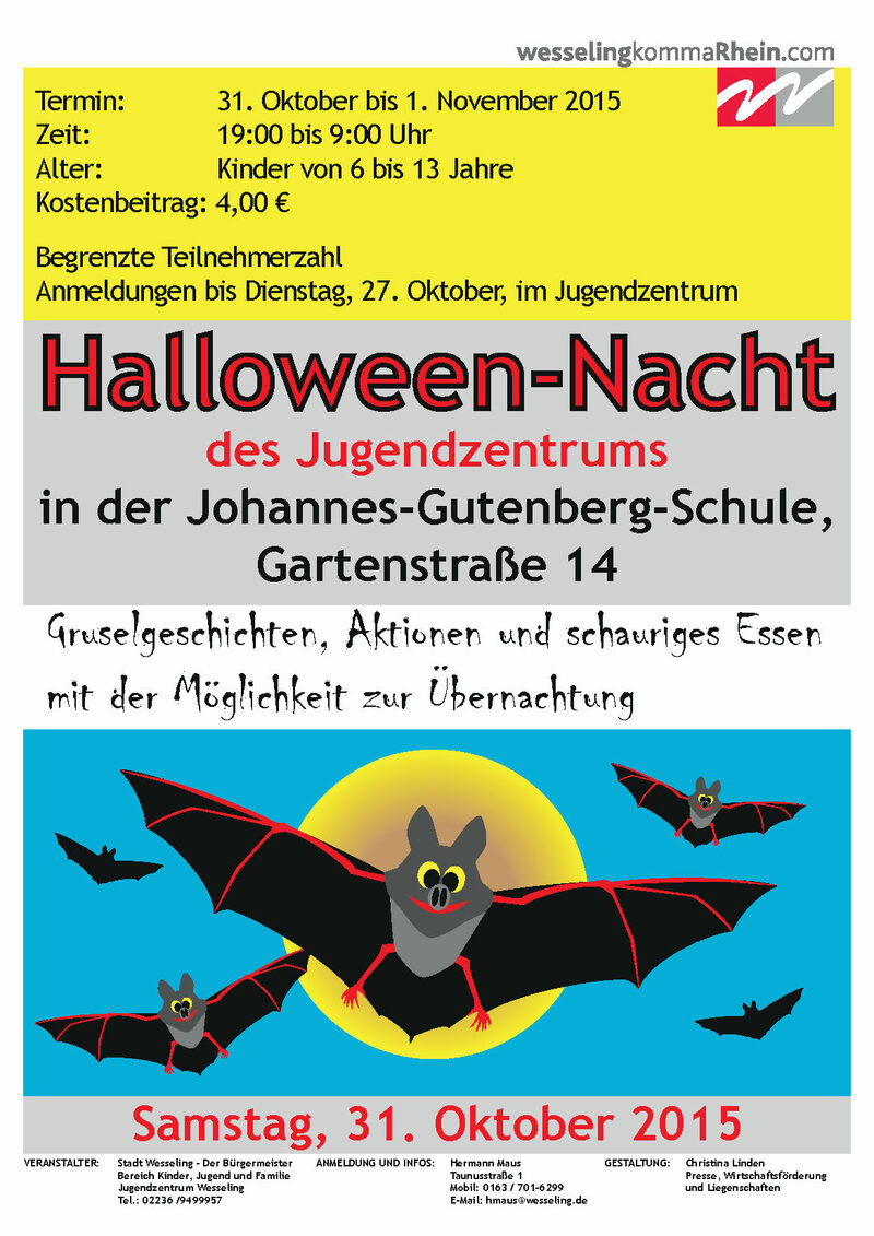 Plakat zur Halloween-Nacht des Jugendzentrums