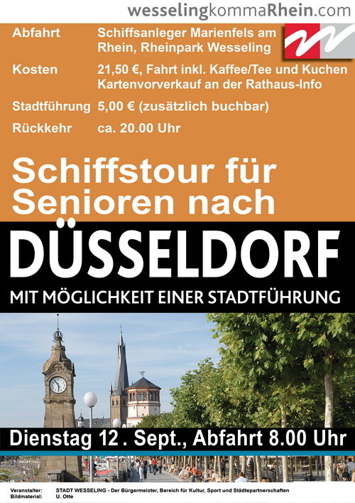 Plakat: Schiffsfahrt für Senioren nach Düsseldorf